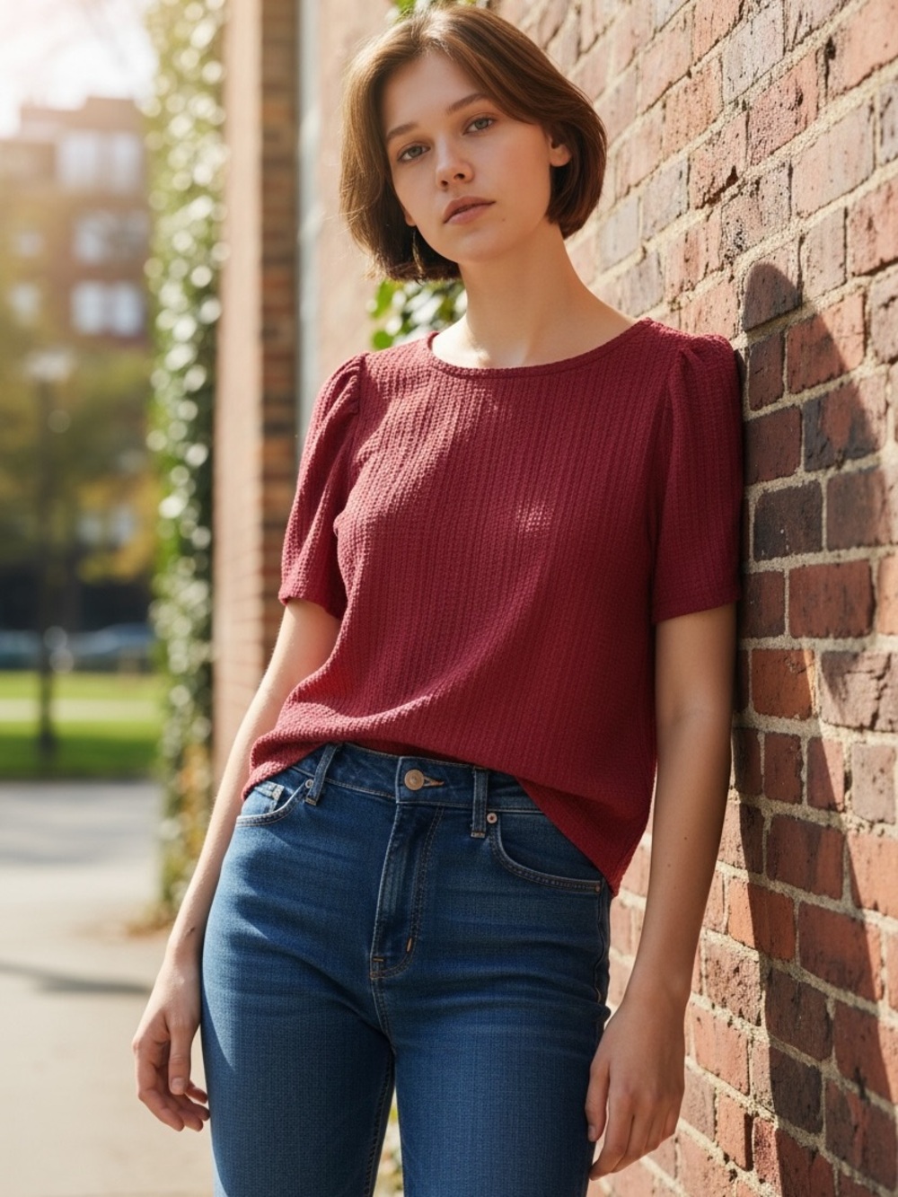 Loft Textured Crewneck Top